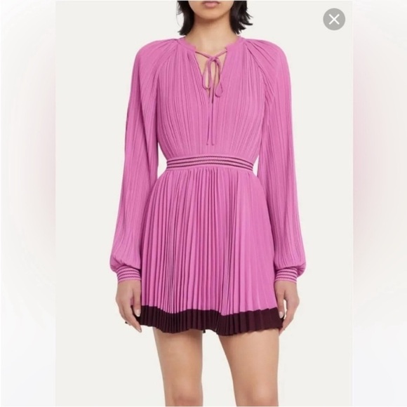 Jonathan Simkhai NWT Pink Pleated Tie Front Dress - Picture 1 of 11